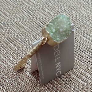 Retired Unique Druzy Green Quartz Cuff Bracelet